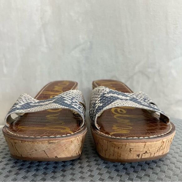 Sam Edelman Sandals Womens 10 Reid Cork Wedge Heel Slide Shoes Slip On Boho - Picture 4 of 15